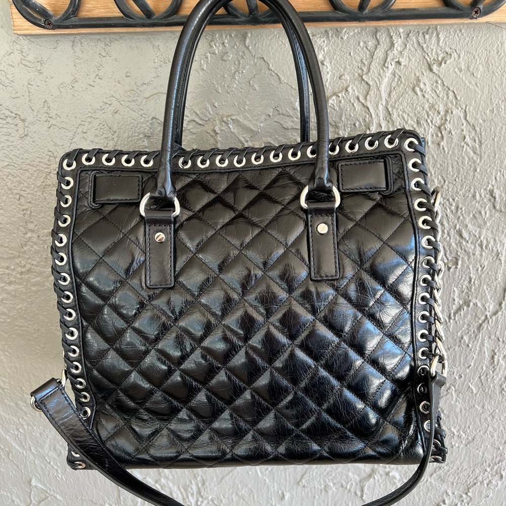 Michael Kors Black Quilted Shoulder Bag with Silver Accents - Picture 3 of 9
